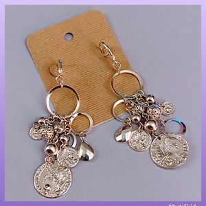 Silver Coin Dangle Earrings